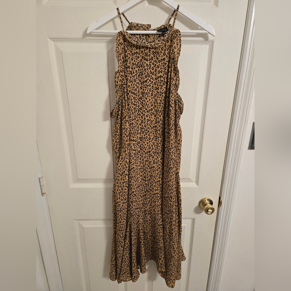 Who What Wear Brown And Black Animal Print Dress Sleeveless Size XXL